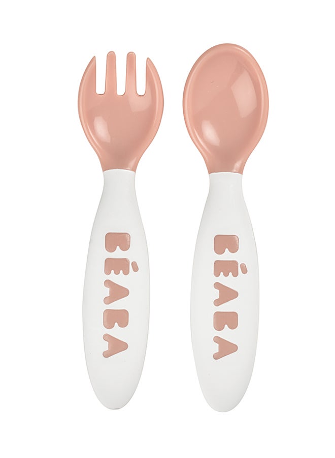 BEABA - Training Fork And Spoon 2Nd Age - Old Pink - Image 1