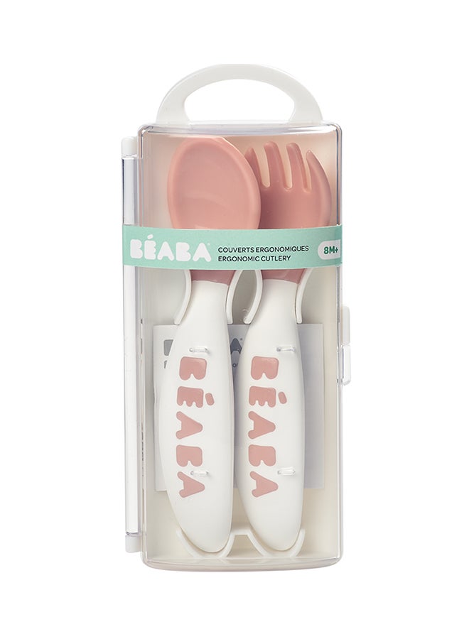 BEABA - Training Fork And Spoon 2Nd Age - Old Pink - Image 1