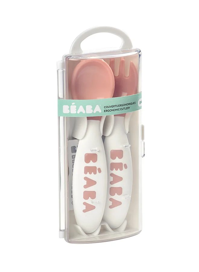 BEABA Training Fork And Spoon 2Nd Age - Old Pink