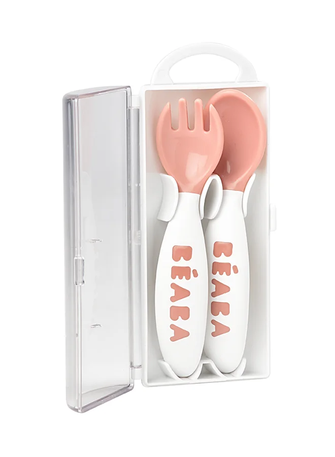 BEABA Training Fork And Spoon 2Nd Age - Old Pink