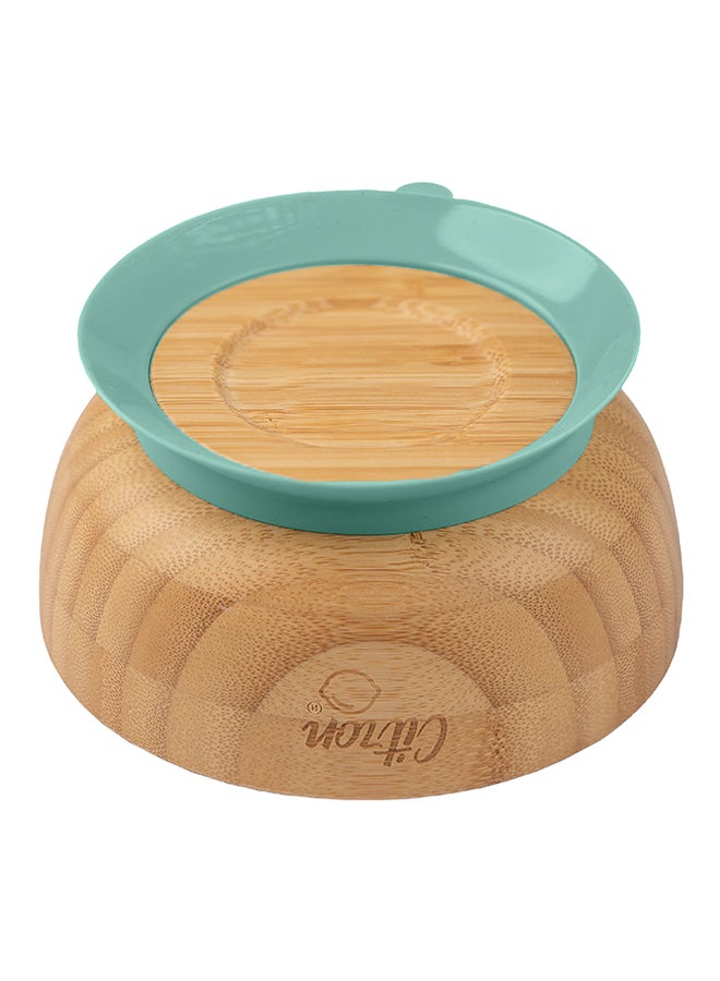 سترون وعاء بقاعدة ماصة من الخيزران العضوي مع ملعقة - أخضر باستيل - Image 4