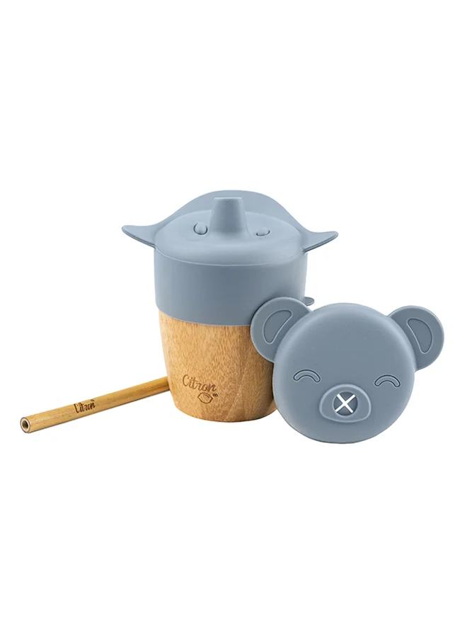 Citron Organic Bamboo Cup With Lids - Dusty Blue