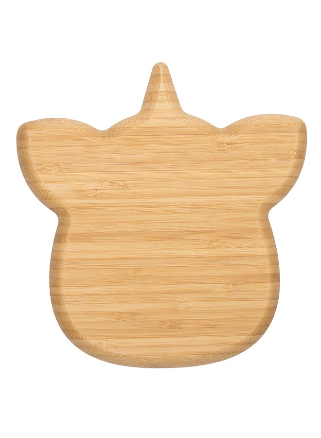 سترون طبق مع ملعقة من الخيزران العضوي بتصميم حصان وحيد القرن وبلون وردي معتدل - Image 2