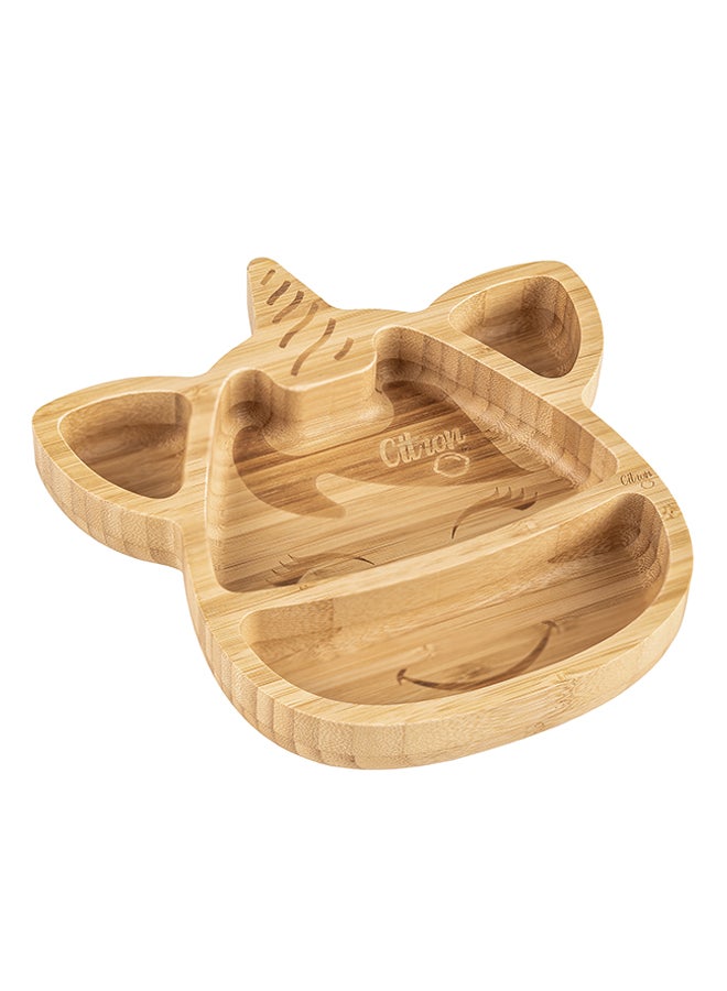 سترون طبق مع ملعقة من الخيزران العضوي بتصميم حصان وحيد القرن وبلون وردي معتدل - Image 3