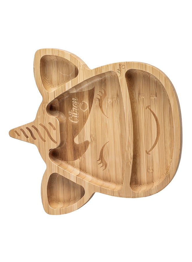 سترون طبق مع ملعقة من الخيزران العضوي بتصميم حصان وحيد القرن وبلون وردي معتدل - Image 4