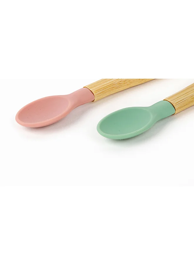 Citron Pack Of 2 Organic Bamboo Spoons - Green/Blush Pink