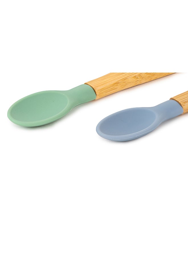 Pack Of 2 Organic Bamboo Spoons - Green/Dusty Blue - v1629808612/N50359488A_2