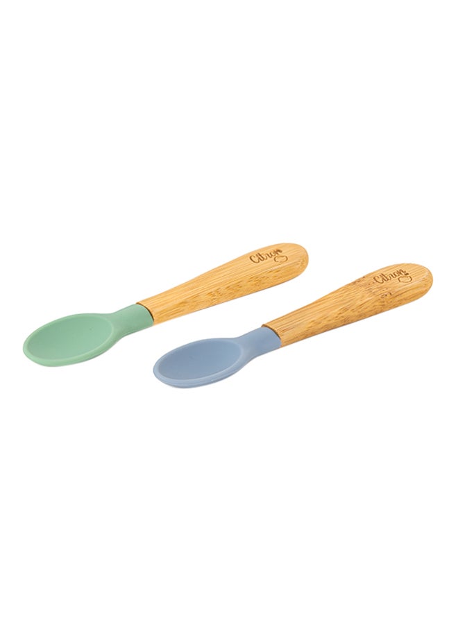 Pack Of 2 Organic Bamboo Spoons - Green/Dusty Blue - v1629808613/N50359488A_1