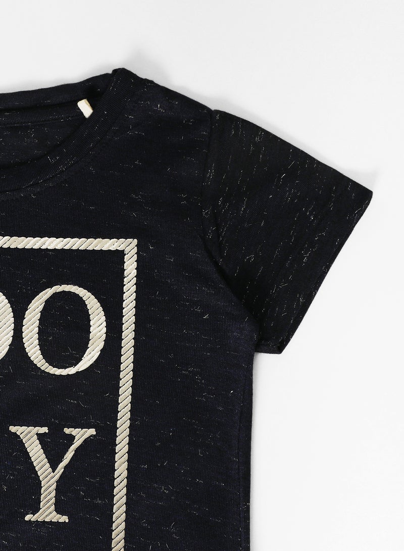 NEON Graphic Detail Crew Neck T-Shirt Charcoal Grey Melange  - Image 3