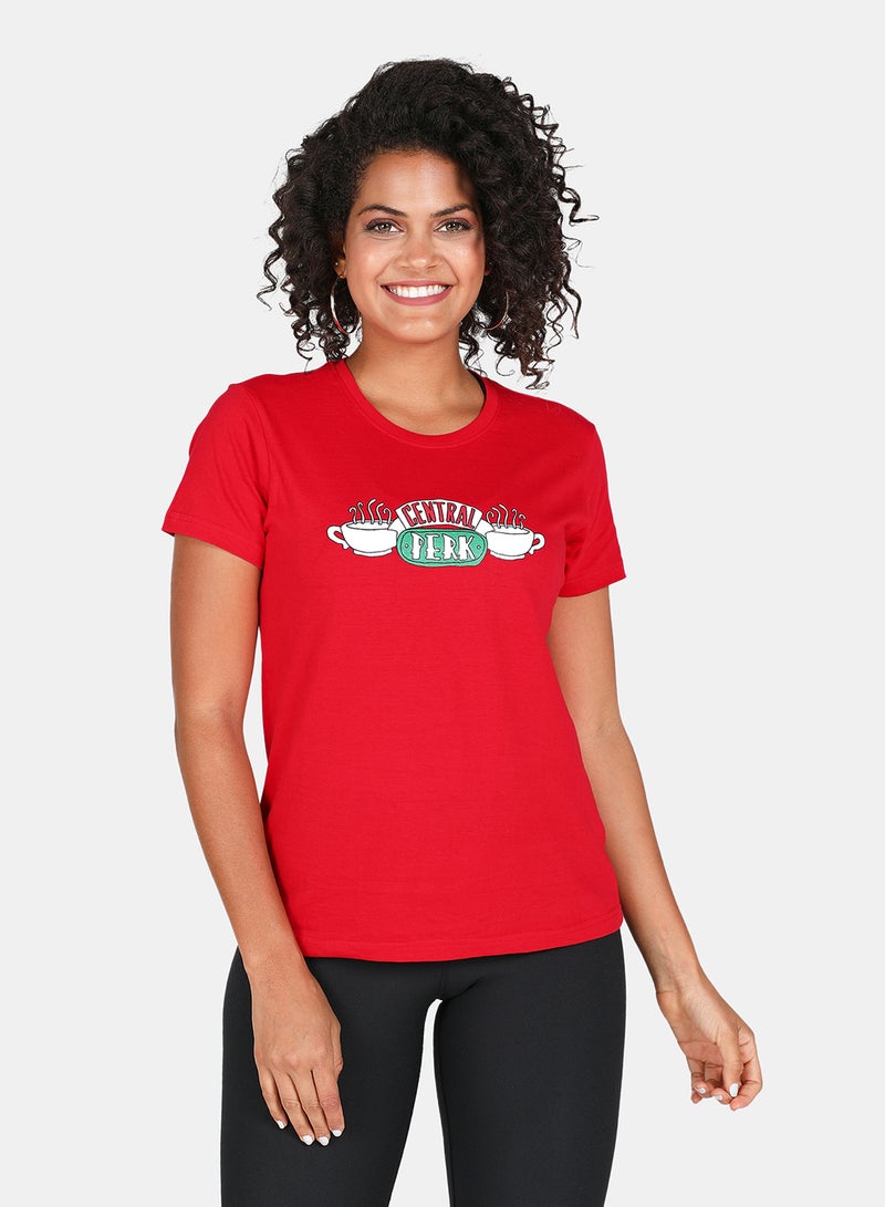 DRIP Graphic Printed Round Neck T-Shirt Red  - Image 1