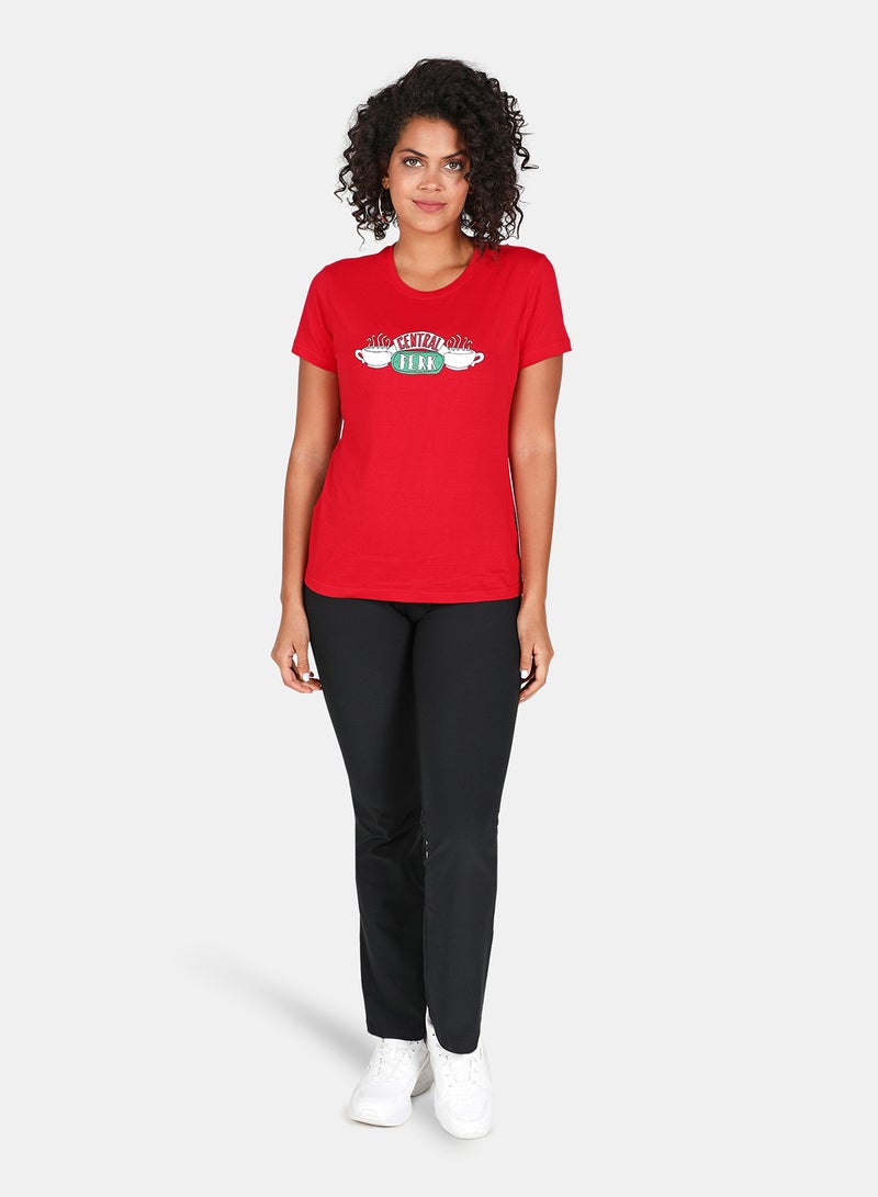 DRIP Graphic Printed Round Neck T-Shirt Red  - Image 3