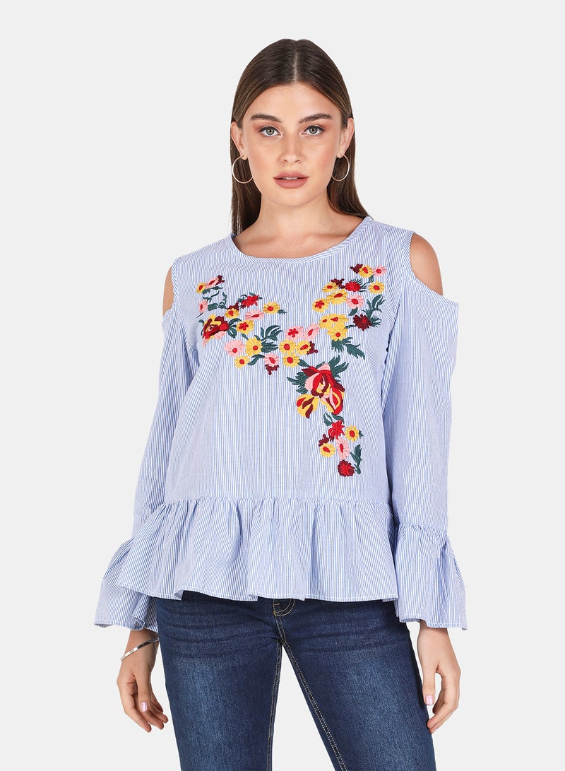 Aila Casual Top Blue/White  - Image 1