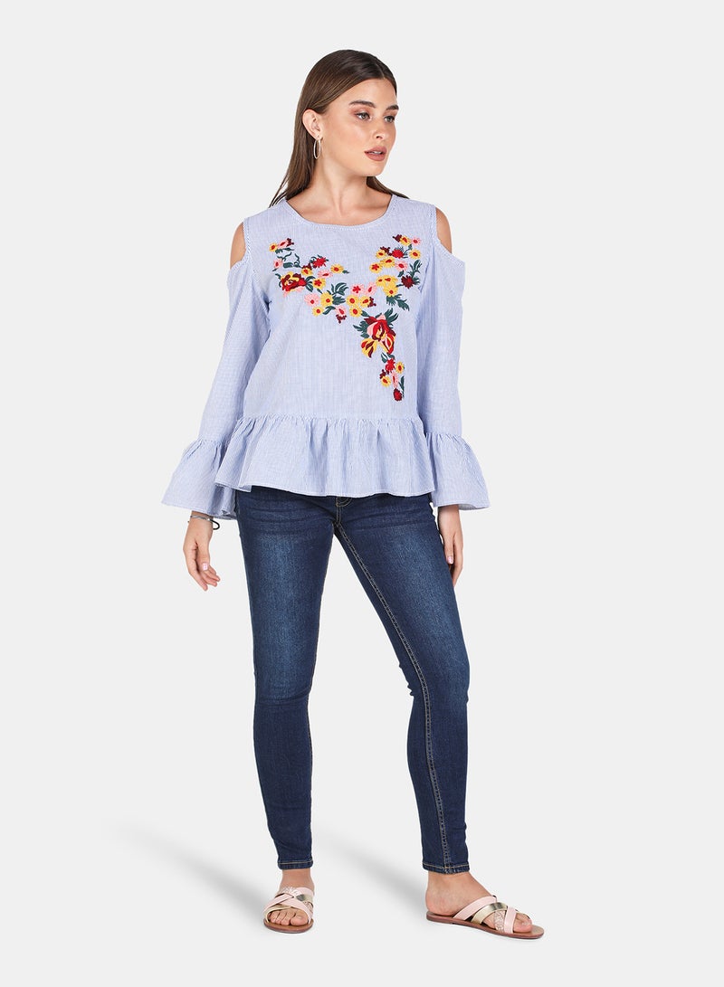 Aila Casual Top Blue/White  - Image 3
