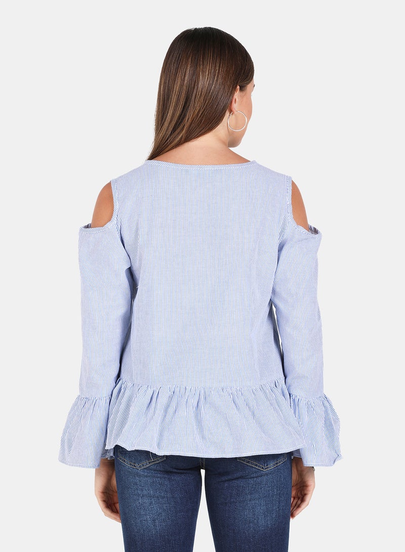 Aila Casual Top Blue/White  - Image 2