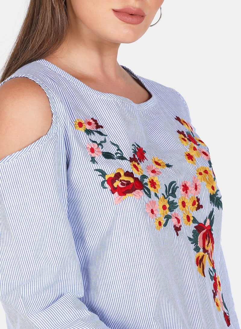 Aila Casual Top Blue/White  - Image 4