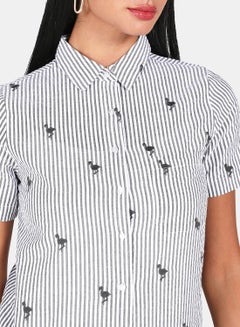 OFFROAD Casual Short Sleeve Shirt Grey/White  - Image 4