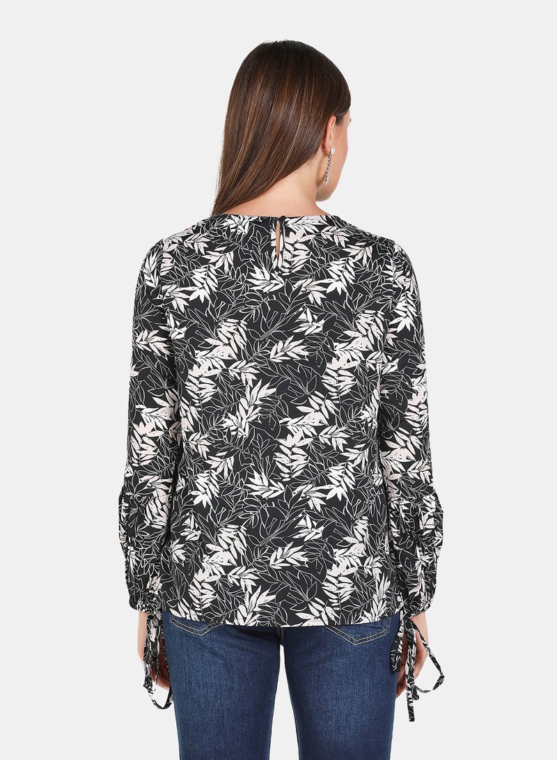 Aila - Aop Casual Top Black/White - Image 1