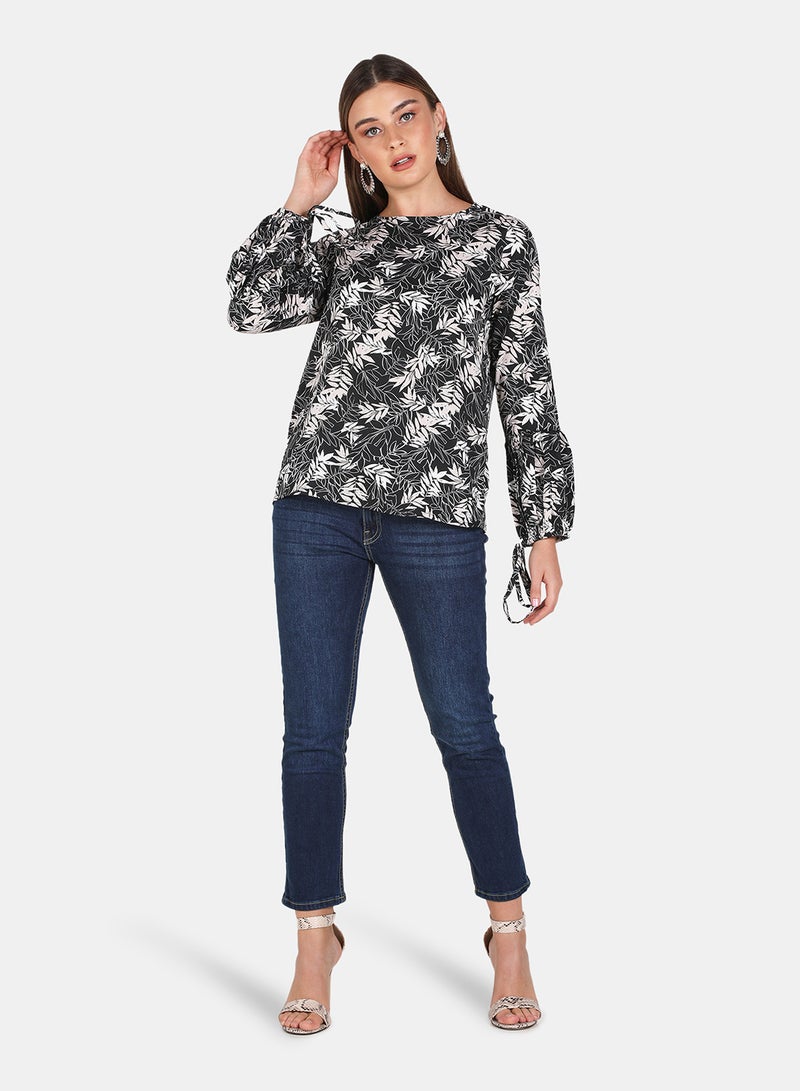 Aila - Aop Casual Top Black/White - Image 1