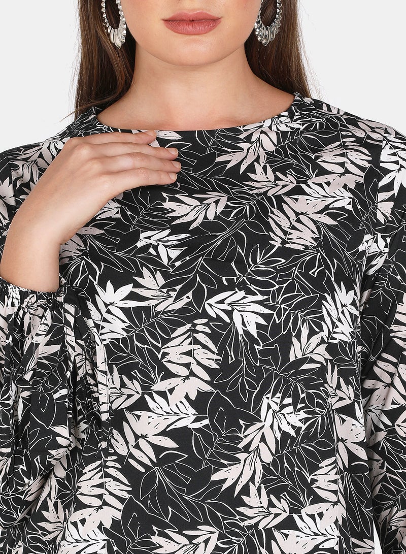 Aila - Aop Casual Top Black/White - Image 1