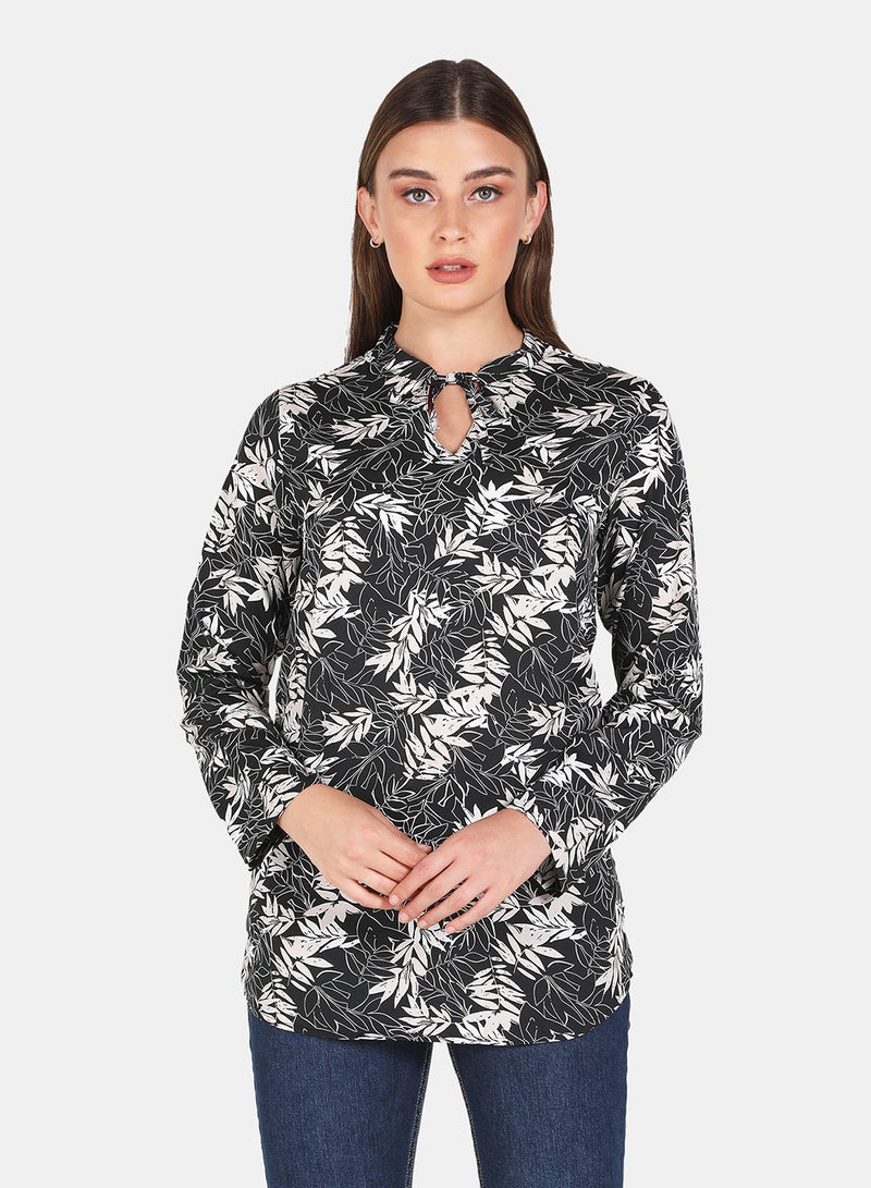 Aila Placement Printed Top Black/White  - Image 1