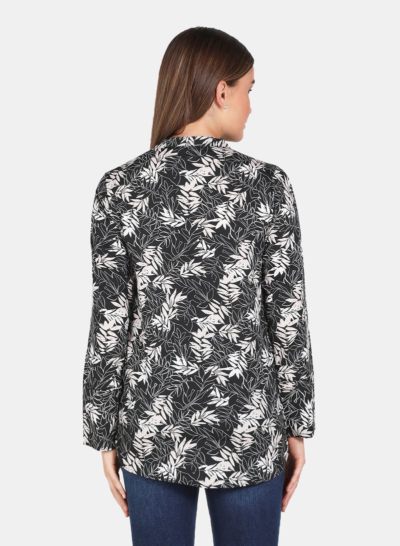 Aila Placement Printed Top Black/White  - Image 2