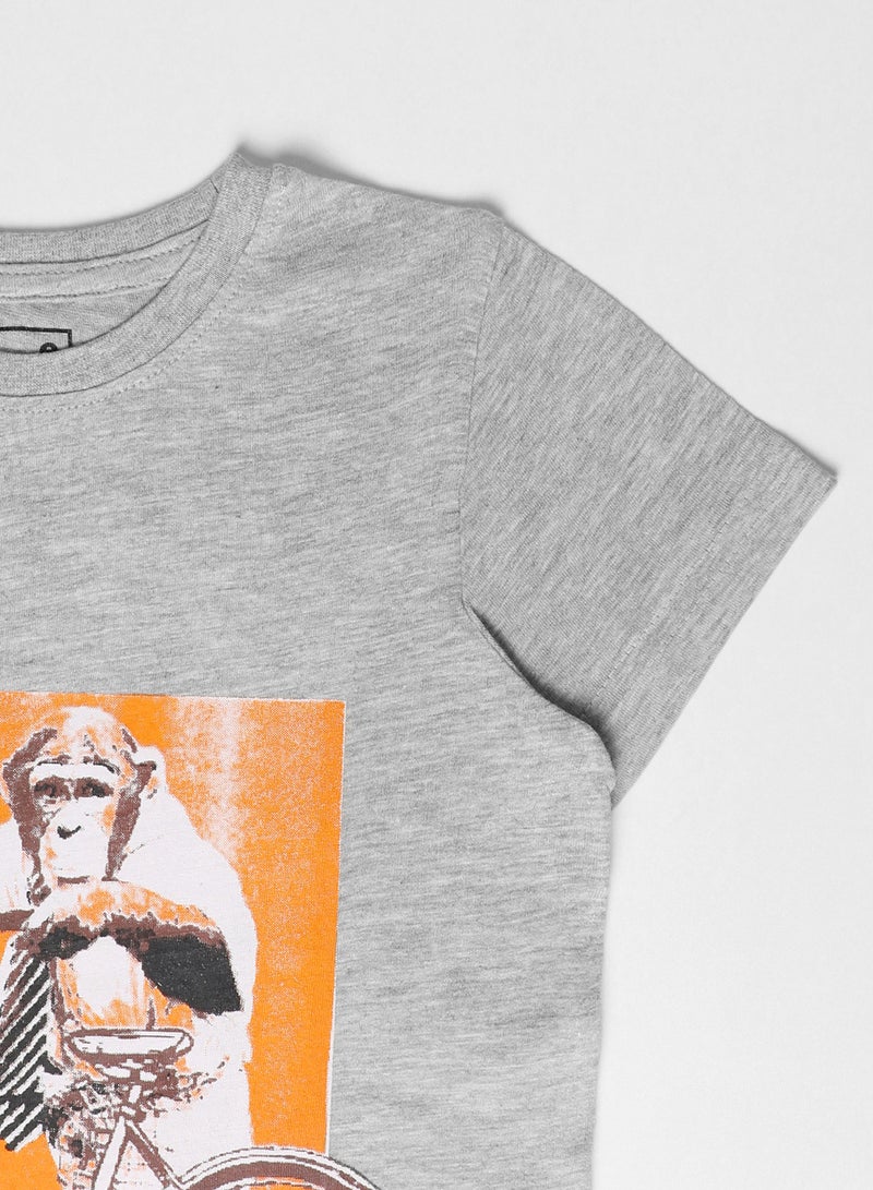 NEON Boys Crew Neck Short Sleeve T-Shirt Grey  - Image 3