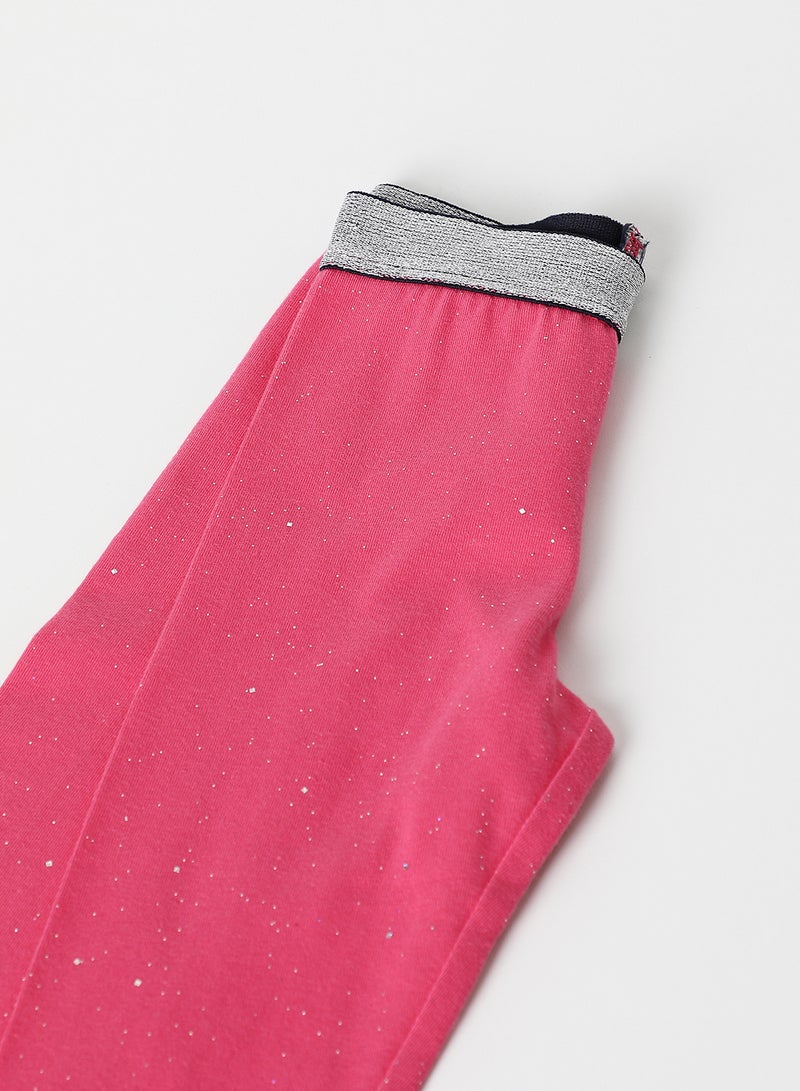 Zarafa Lurex Waist Band Aop Leggings Blush Pink - Image 4