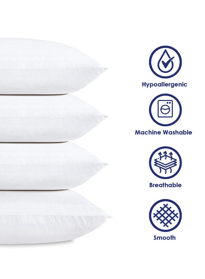 Blueberry 4-Piece Hotel Style Striped Design Pillow Set cotton White 50x75cm - Image 2