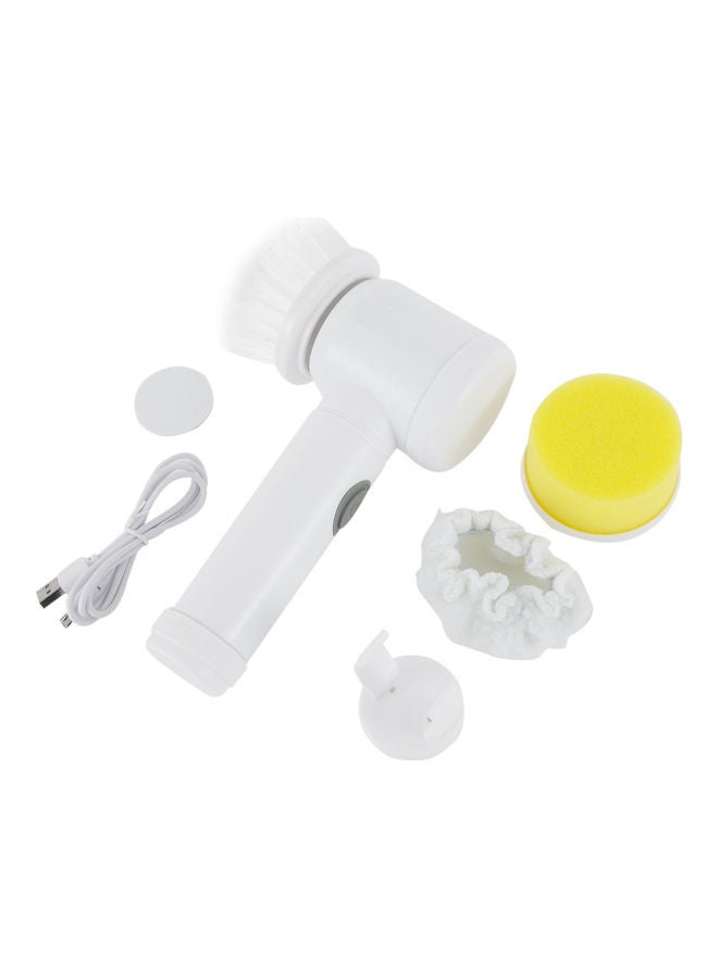 فرشاة تنظيف كهربائية سحرية بمنفذ USB للشحن 5 في 1 بلون أبيض - Image 1