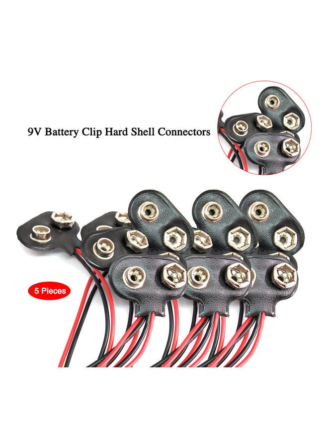 5-Piece 9V Battery Clip Connector Multicolour - Image 2