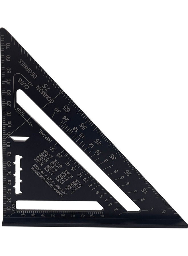 7-inch Aluminum Alloy Triangle Ruler Black  - Image 1