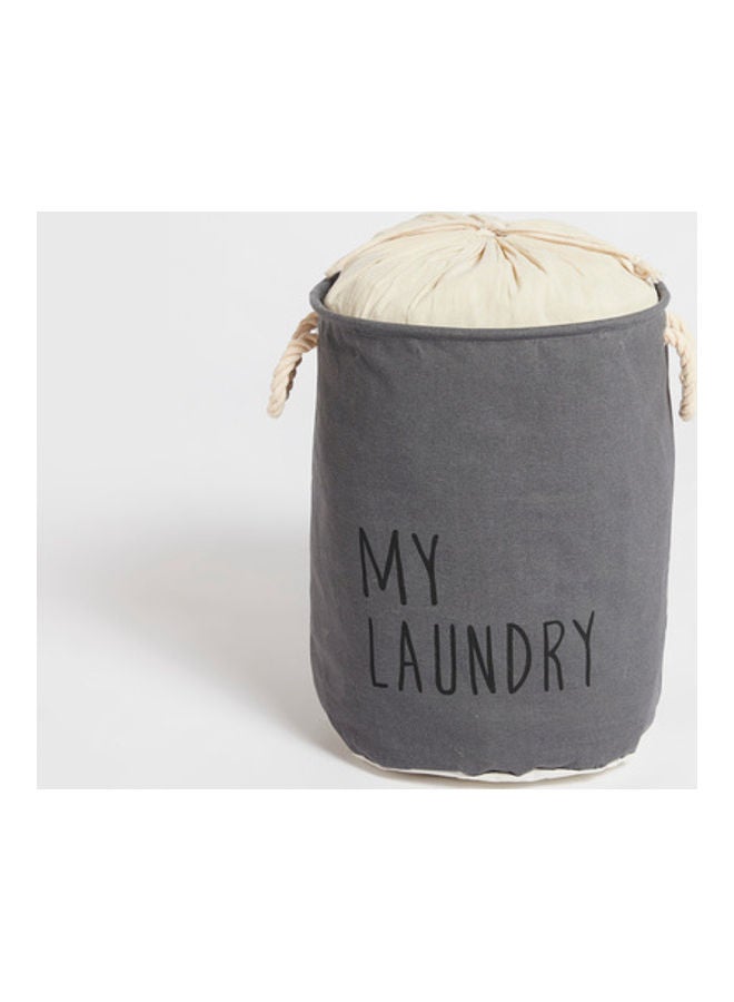 Printed Laundry Bag With Handles - 49x38 cms Grey/Yellow 49cm 