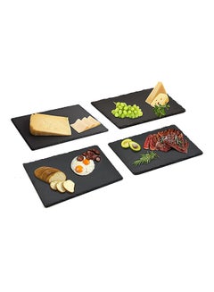 Lushh 4-Piece Natural Slate Stone Plates Black 30x20cm  - Image 1
