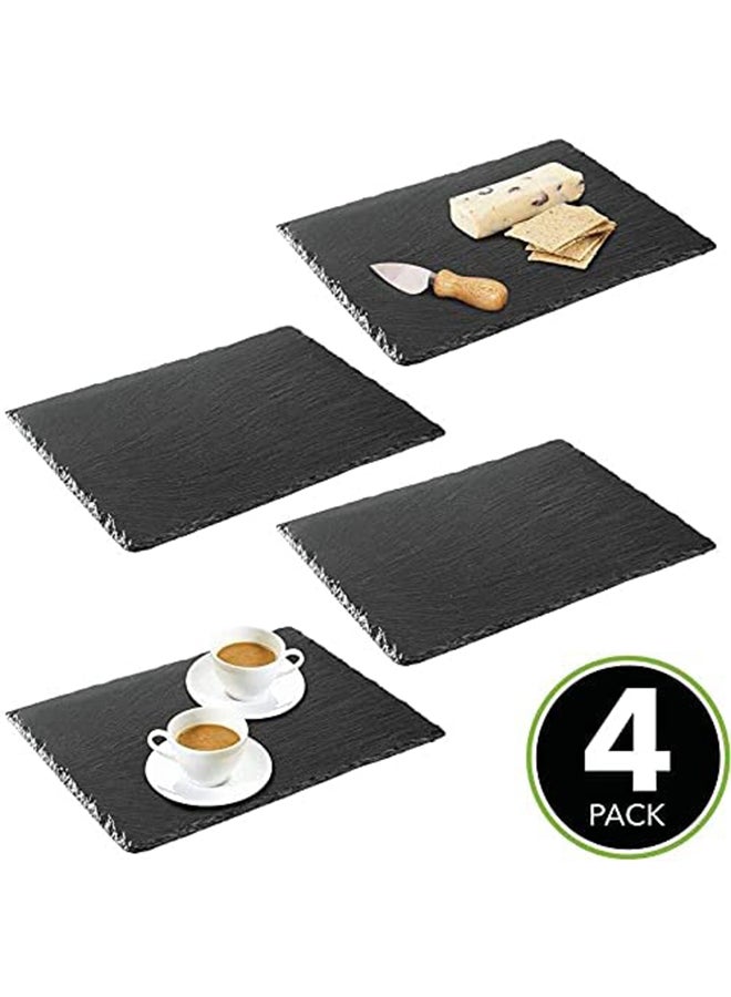 Lushh 4-Piece Natural Slate Stone Plates Black 30x20cm  - Image 2