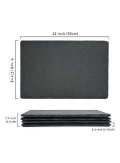 Lushh 4-Piece Natural Slate Stone Plates Black 30x20cm  - Image 4