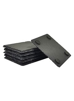 Lushh 6-Piece Natural Stone Square Slate Coaster With Rough Edge Black 10X10cm  - Image 1