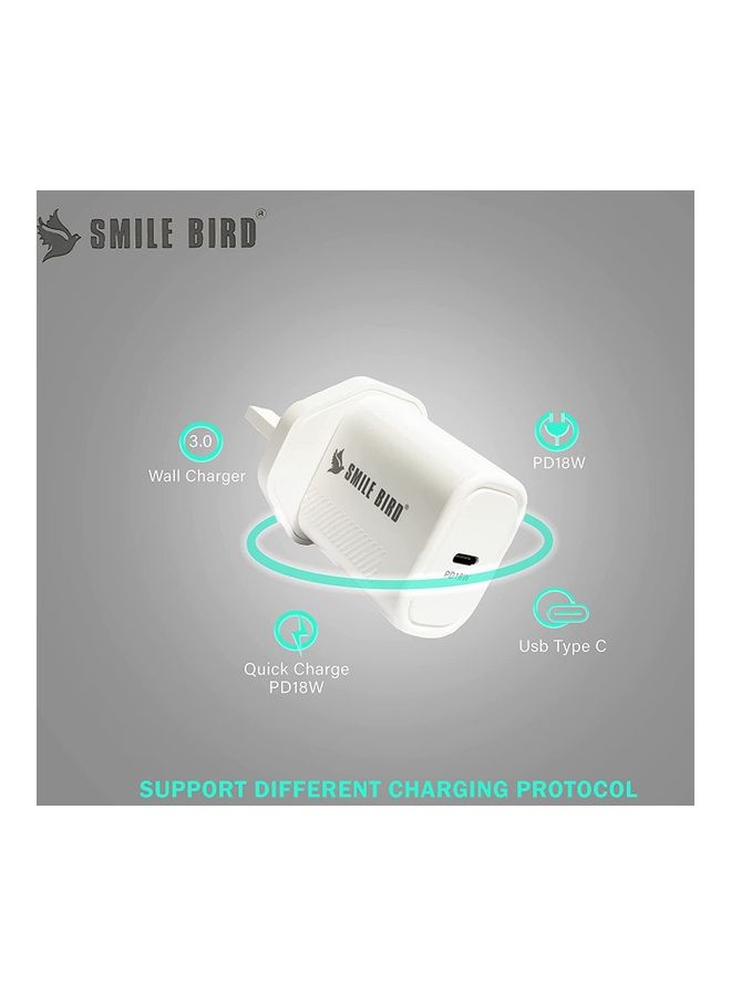 SMILE BIRD USB C Charger White  - Image 2