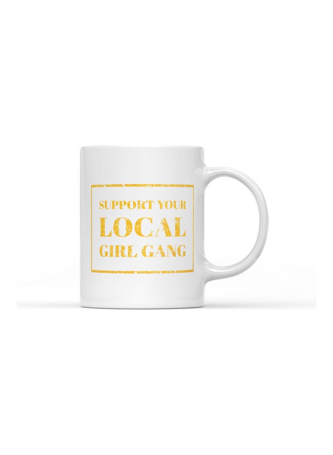 LOUD UNIVERSE Local Girl Squad Quote Printed Coffee Mug White/Yellow  - Image 1