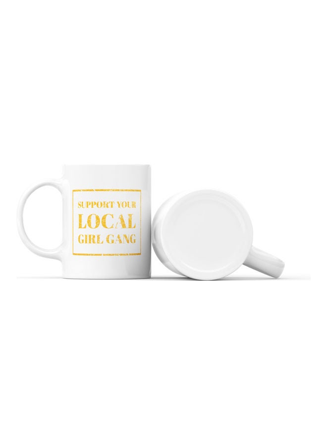 LOUD UNIVERSE Local Girl Squad Quote Printed Coffee Mug White/Yellow  - Image 2