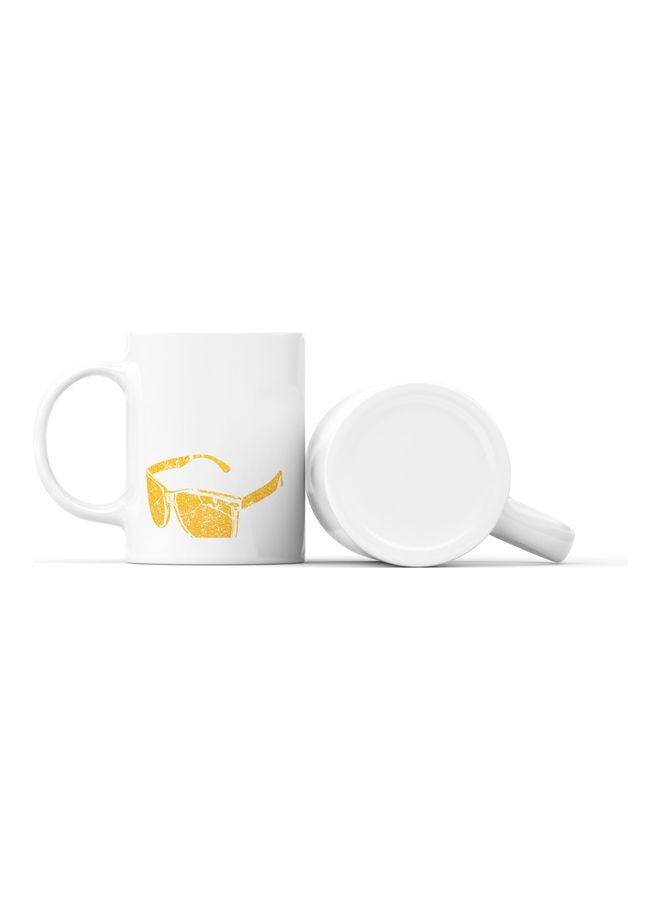 LOUD UNIVERSE Minimal Glasses Printed Coffee Mug White/Yellow  - Image 2