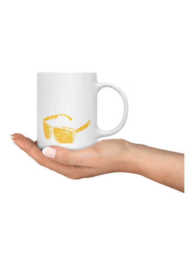LOUD UNIVERSE Minimal Glasses Printed Coffee Mug White/Yellow  - Image 3