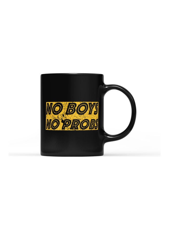 LOUD UNIVERSE No Boys No Probs Quote Printed Coffee Mug Black/Gold  - Image 1
