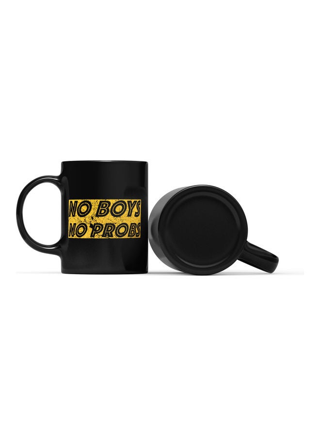 LOUD UNIVERSE No Boys No Probs Quote Printed Coffee Mug Black/Gold  - Image 2