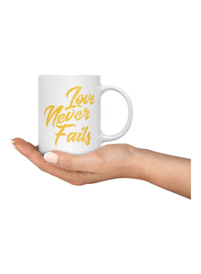 LOUD UNIVERSE Love Never Fails Printed Coffee Mug White/Yellow  - Image 3
