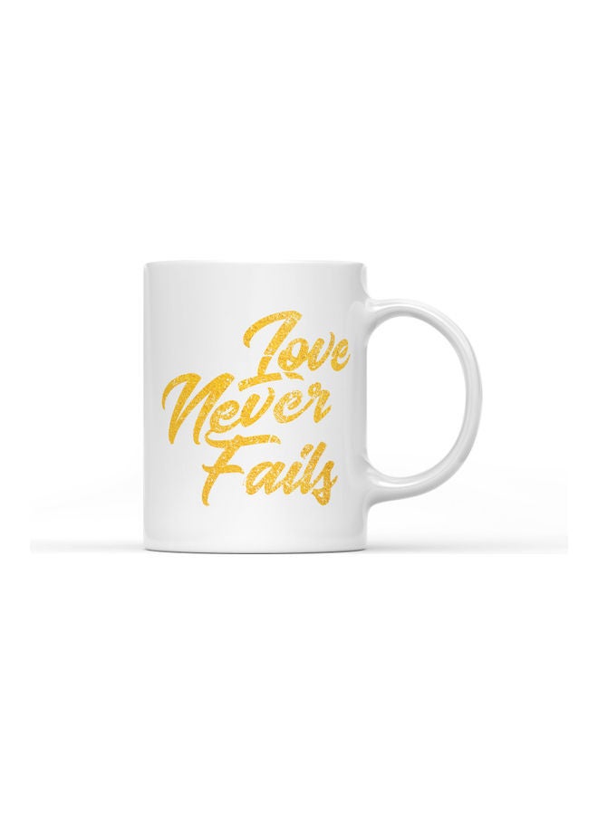 LOUD UNIVERSE Love Never Fails Printed Coffee Mug White/Yellow  - Image 1