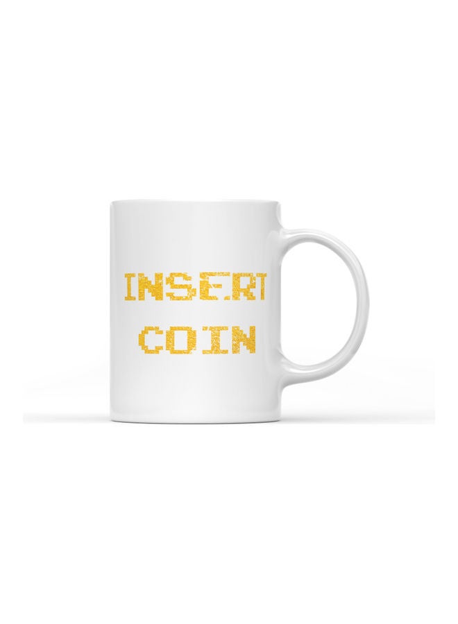 لاود يونيفيرس مج بطبعة "Insert Coin" أبيض/ذهبي - Image 1