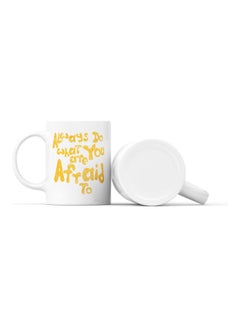 LOUD UNIVERSE Always Do What You Are Afraid To Printed Coffee Mug White/Gold  - Image 2
