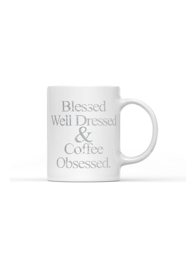 LOUD UNIVERSE Well Dressed Quote Printed Coffee Mug White/Grey - Image 1