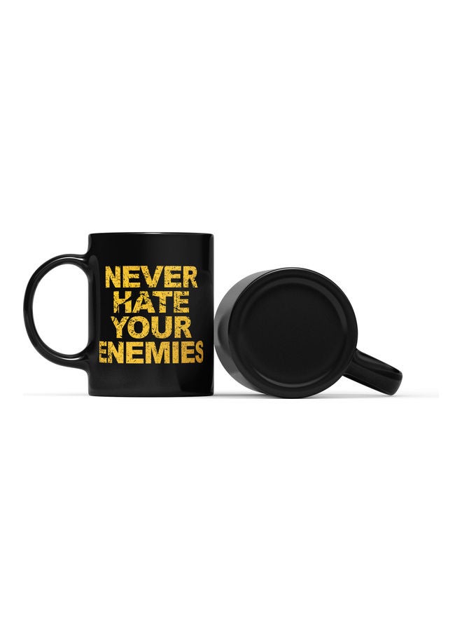 LOUD UNIVERSE Hate Enemies Quote Printed Mug Black/Yellow  - Image 2