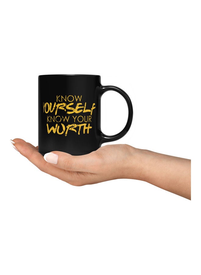 LOUD UNIVERSE Know Yourself Printed Coffee Mug Black/Yellow  - Image 3